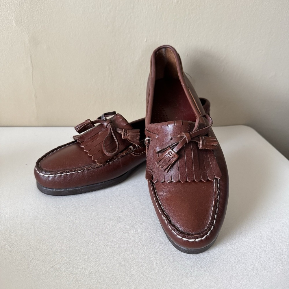 Vintage Dexter Women's Brown Leather Loafers US 7 Tassels Academia Office Prep
